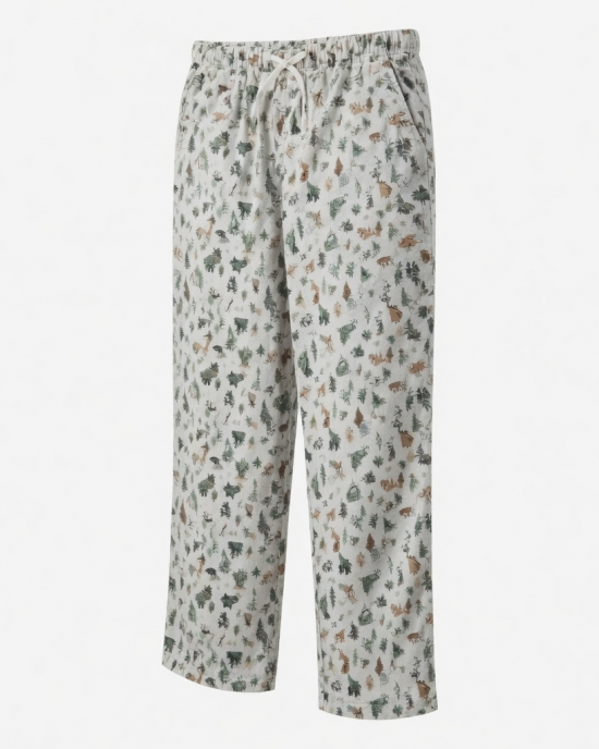 Lilka Pajama Pants Womens Small White Forest Animal Print Flannel Lounge Sleep