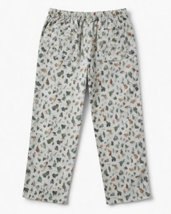 Lilka Pajama Pants Womens Small White Forest Animal Print Flannel Lounge Sleep