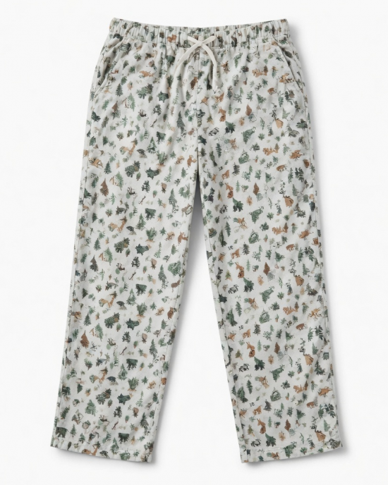 Lilka Pajama Pants Womens Small White Forest Animal Print Flannel Lounge Sleep