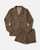 Women's 2 PC Animal Print Pajama Set Natural Leopard