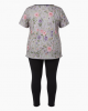 Floral Embroidered Sleep Top with Black Leggings