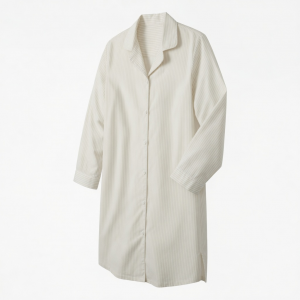 TGold Stripe Cotton Blend Button Pajama Sleep Night Shirt