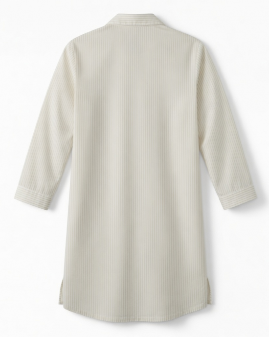 TGold Stripe Cotton Blend Button Pajama Sleep Night Shirt