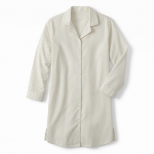 TGold Stripe Cotton Blend Button Pajama Sleep Night Shirt