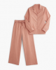 Green Cotton Salmon Pink 2pc Pajamas Set Wide Leg Women's