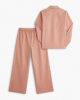 Green Cotton Salmon Pink 2pc Pajamas Set Wide Leg Women's