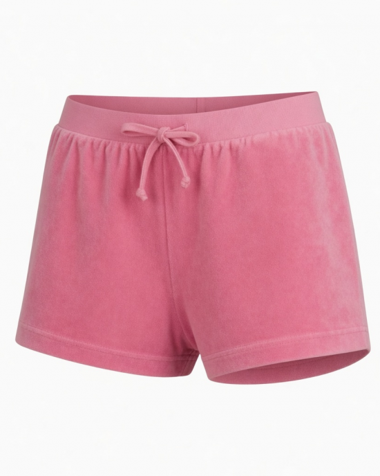 Velour Sleep Shorts Pink Monogram Embossed Lounge Pajamas