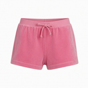 Velour Sleep Shorts Pink Monogram Embossed Lounge Pajamas