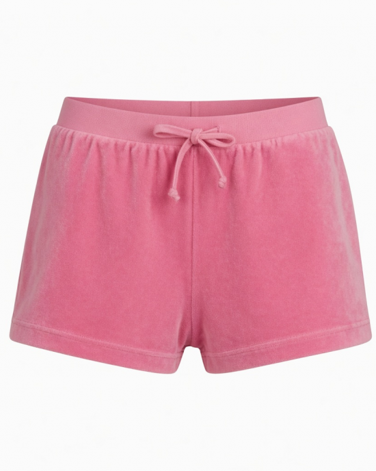 Velour Sleep Shorts Pink Monogram Embossed Lounge Pajamas